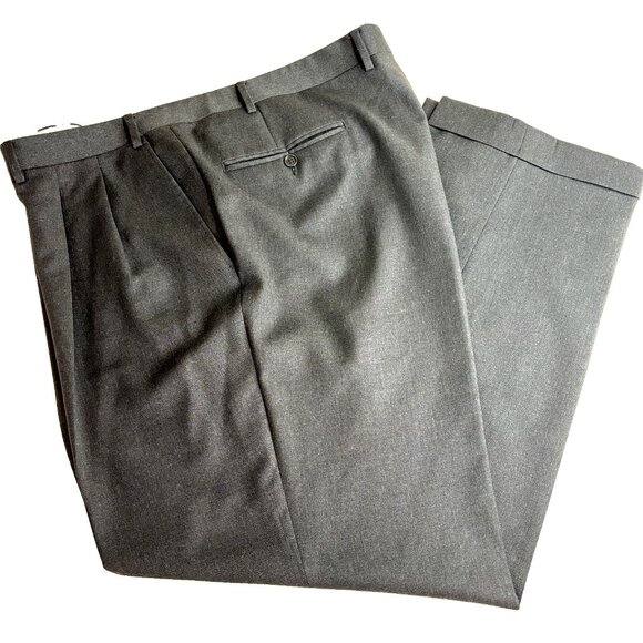 Canali Men's Dress Pants Size 41-42x30 Pure Wool Trousers Pleated Italy - Picture 2 of 6